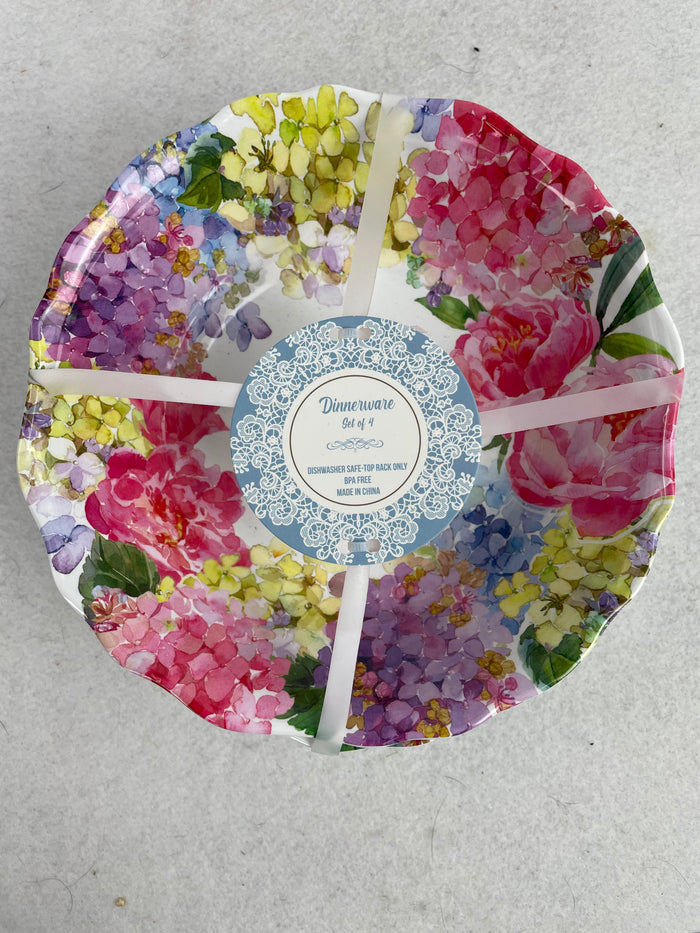 Easter Spring Flower Garden Set of 4 Melamine Medium Bowls