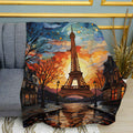 Eiffel Tower Mosaic Art Print Plush Fleece Throw Blanket