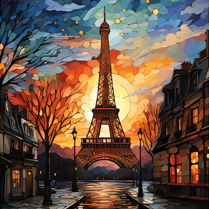 Eiffel Tower Mosaic Art Print Plush Fleece Throw Blanket