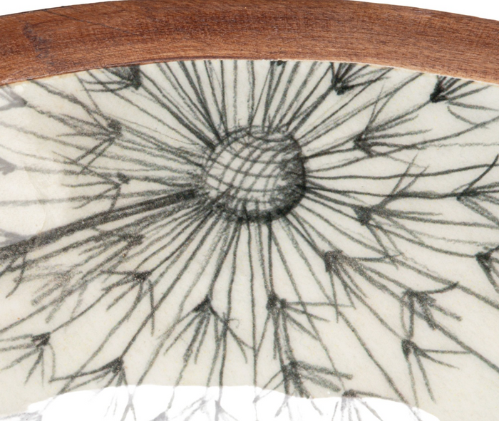 Enameled Mango Wood Bowls with Botanical Patterns