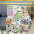 Euro Banknotes Currency Power Print Plush Fleece Throw Blanket