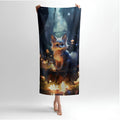 Fairytale Forest Fox Print - Soft Cotton Terry Bath & Beach Towel