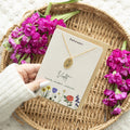 February: Violet Birth Flower Necklace on Greeting Card