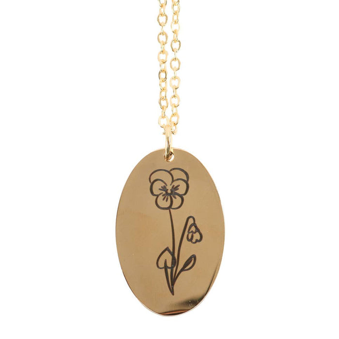 February: Violet Birth Flower Necklace on Greeting Card