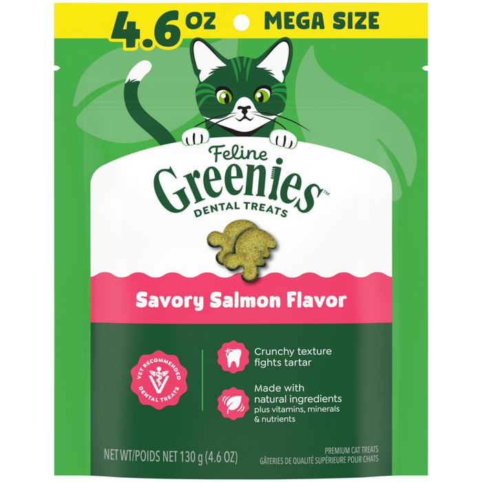 Feline Greenies Adult Natural Dental Care Savory Salmon Flavor Cat Treats