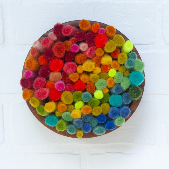 Felted Puff in Vintage Teak Frame | Rainbow (3)
