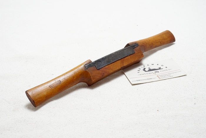 FINE JOHN HALL BOXWOOD SPOKESHAVE WITH BRASS WEAR PLATE - 3"