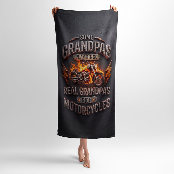 Fire Motorcycle Rider Beach Towel Cotton Terry Cloth Bath Mat