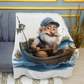 Fisherman in a Boat Silhouette Print Plush Fleece Throw Blanket
