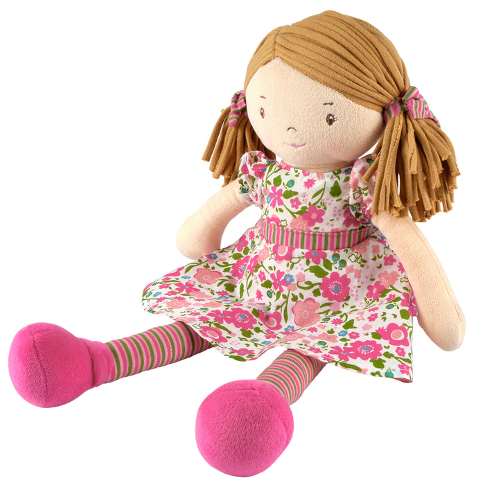 Fran Light Brown Hair with Dark Pink & Green Dress