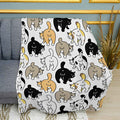 Funny Cat Butts Cartoon Print Plush Fleece Throw Blanket