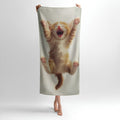 Funny Jumping Kitten Print - Soft Cotton Terry Bath & Beach Towel
