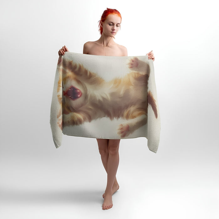 Funny Jumping Kitten Print - Soft Cotton Terry Bath & Beach Towel