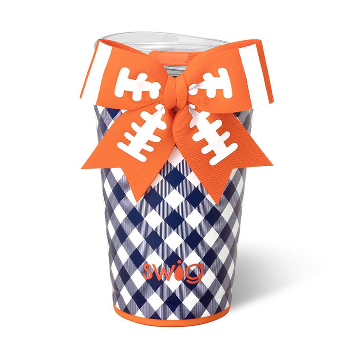 Gameday Gingham Navy/Orange Party Cup 24oz