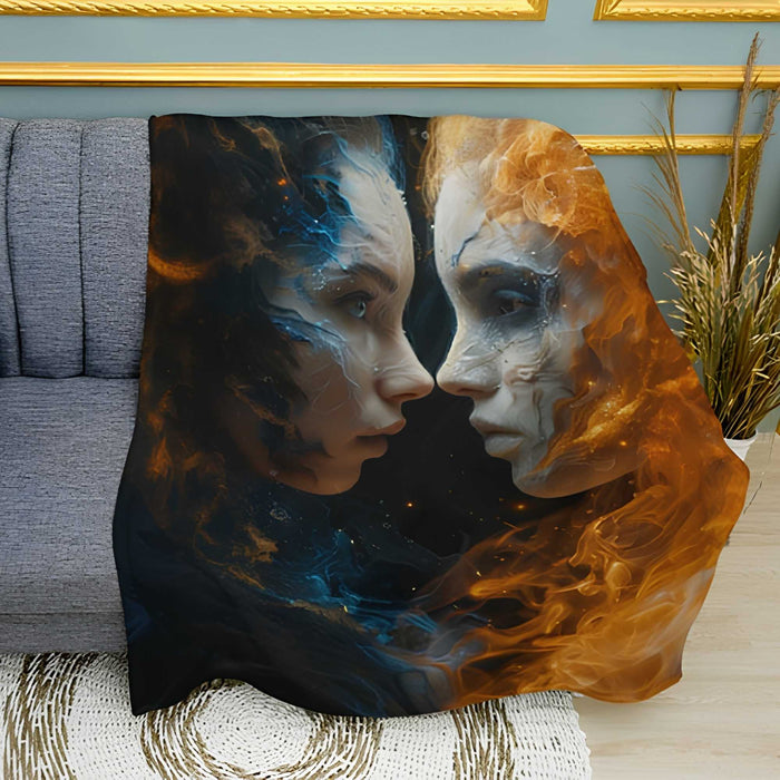 Gemini Zodiac Signs Astrology Print Plush Fleece Throw Blanket