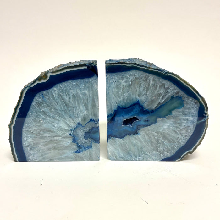 Geode Agate Bookends Blue