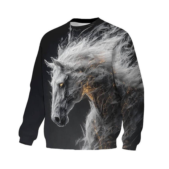 Ghost Horse Print Sweatshirt - Unisex Fleece Crewneck