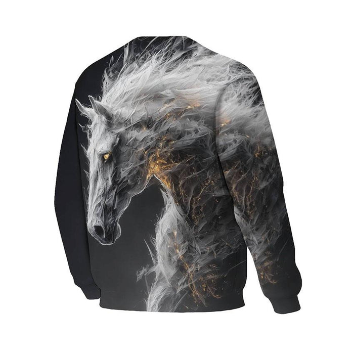 Ghost Horse Print Sweatshirt - Unisex Fleece Crewneck
