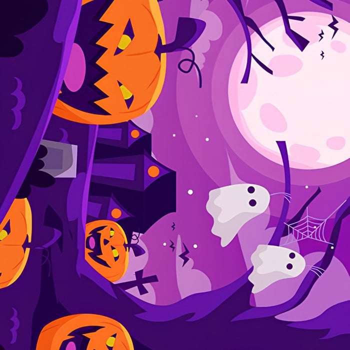 Ghostly Halloween Evening Holiday Print Plush Fleece Throw Blanket