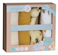 Giraffe Gift Set - Three Muslin Squares with Giraffe Rubber Teether