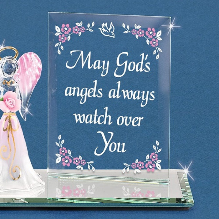 Glass Baron "Watch Over You" Angel Figurine and Plaque