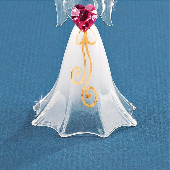 Glass Baron White Angel with Crystal Heart Figurine