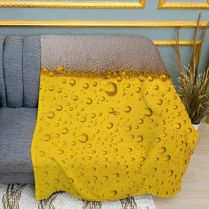 Glass of Beer Pattern Plush Fleece Throw Blanket