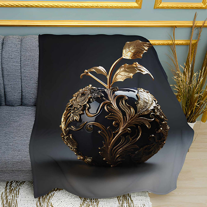 Golden Apple Elegant Fine Art Print Plush Fleece Throw Blanket