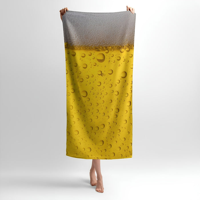 Golden Beer Print - Soft Cotton Terry Bath & Beach Towel