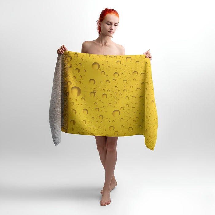 Golden Beer Print - Soft Cotton Terry Bath & Beach Towel