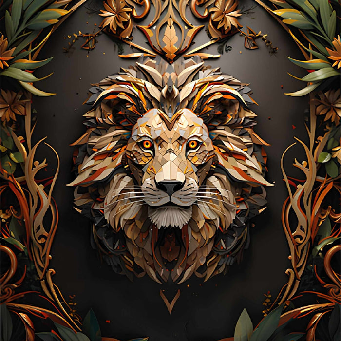 Golden Lion Print Plush Fleece Throw Blanket