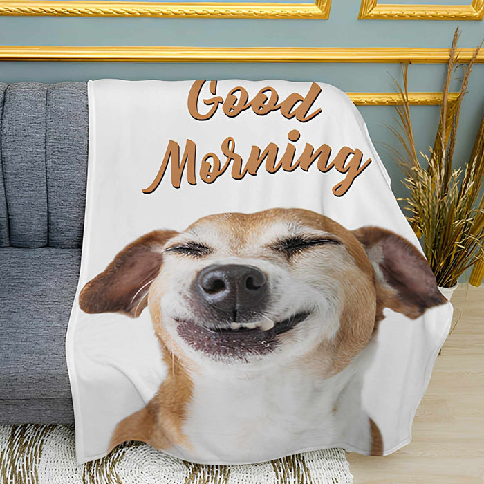 Good Morning Coffee & Sunrise Print Plush Fleece Throw Blanket