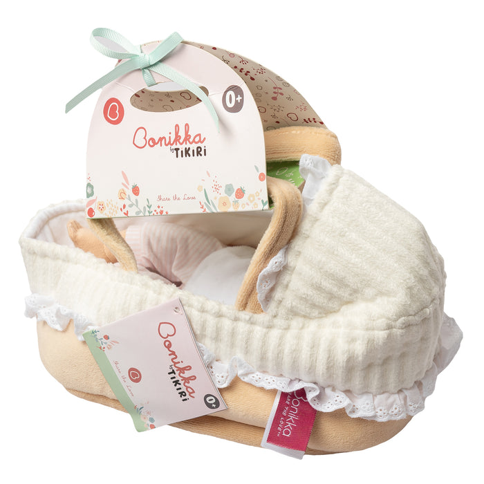 GRACE BABY SOFT DOLL WITH CARRY COT, BOTTLE & BLANKET