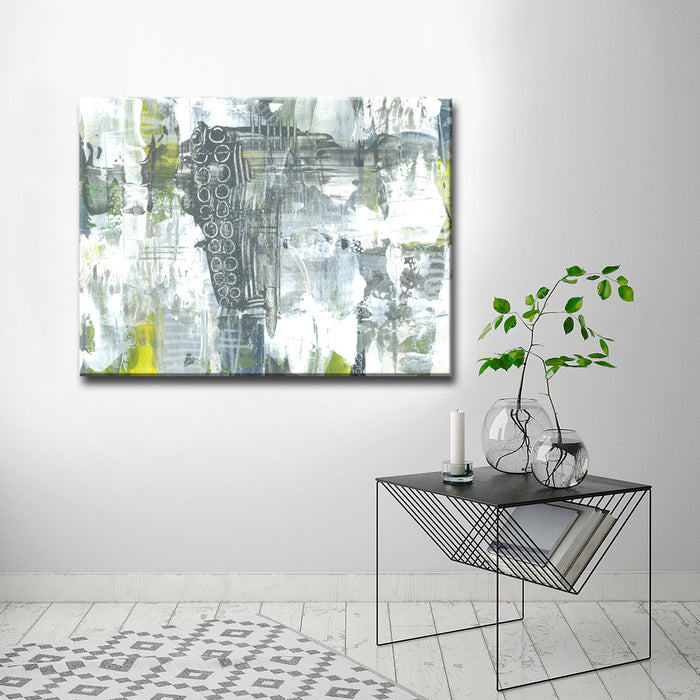 Grey and Yellow Orbs' Wrapped Canvas Wall Art