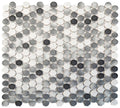 Black and white penny mosaic wall and shower tile