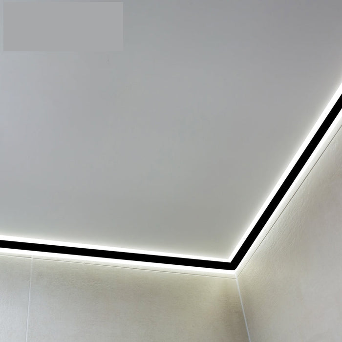 Gypsum LED Cove Light 45 Degree Corner Aluminum Profile- Black, 1 Meter