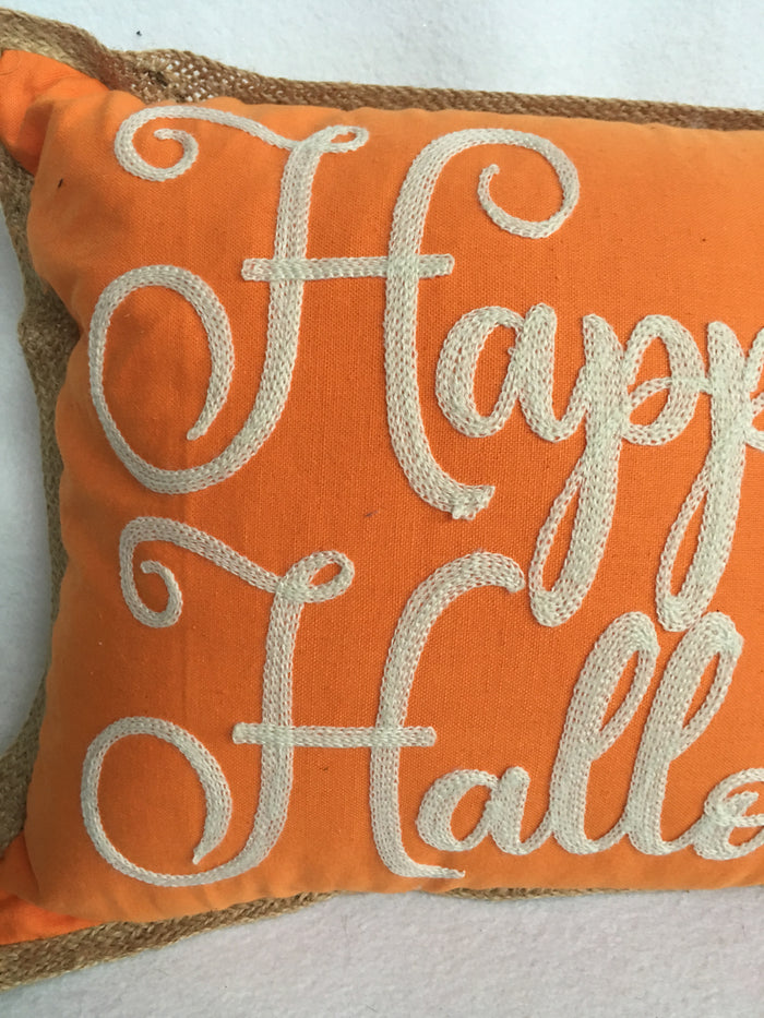 Halloween Rectangular Raised Lettering Happy Halloween Pillow