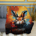 Hare in Colors Splash Art Print Plush Fleece Throw Blanket