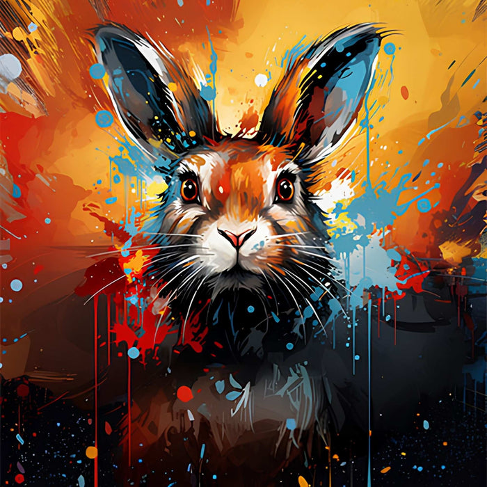 Hare in Colors Splash Art Print Plush Fleece Throw Blanket