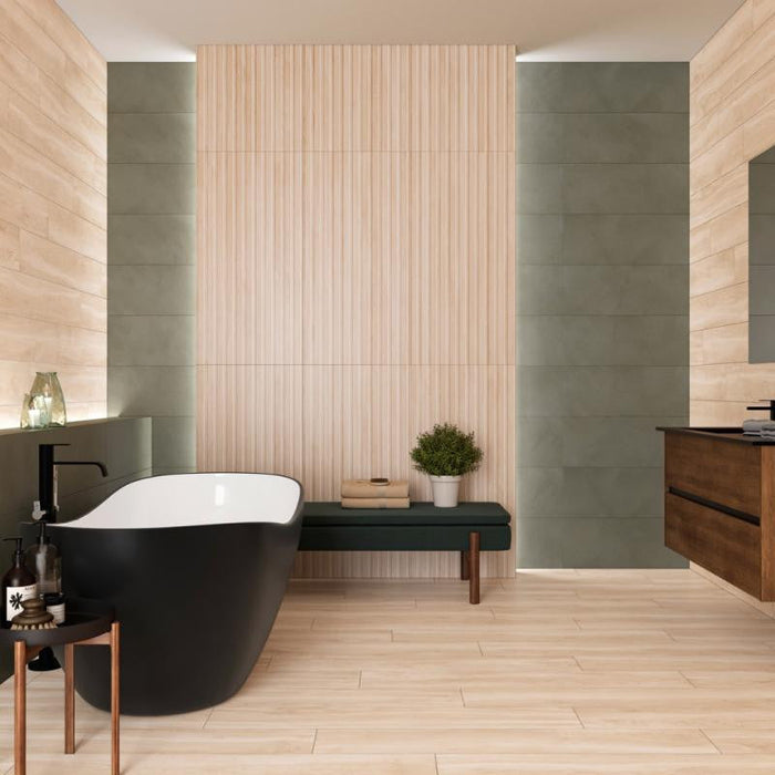 Helsinki RLV Haya 24x48 Fluted Wood Look Porcelain Wall Tile