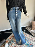 High Waist Column Straight Button-fly