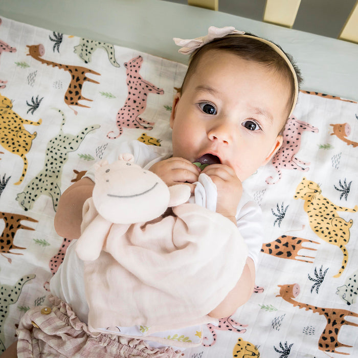 Hippo Comforter with Rubber Teether
