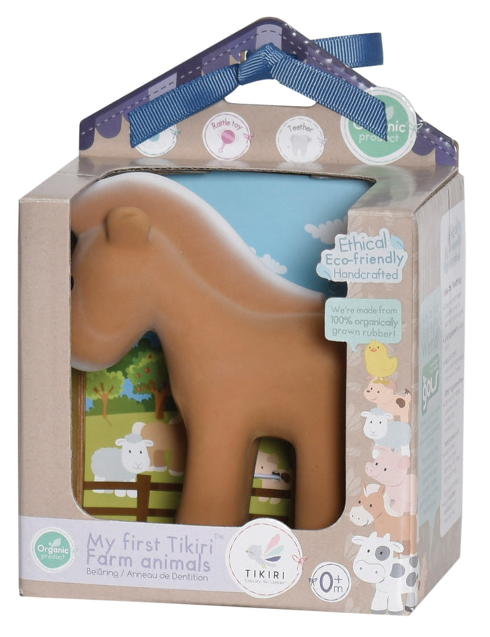 Horse Organic Natural Rubber Rattle, Teether & Bath Toy