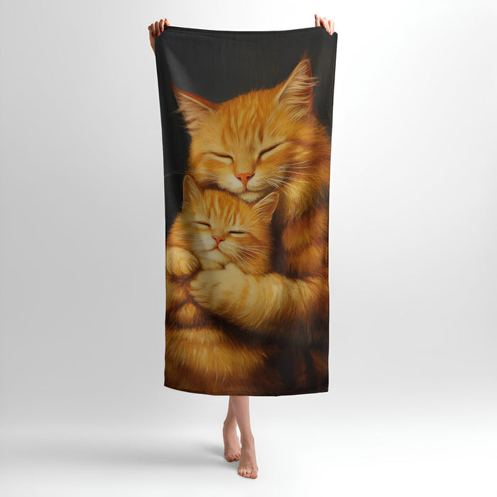 Hugs of Cute Cats Print - Soft Cotton Terry Bath & Beach Towel