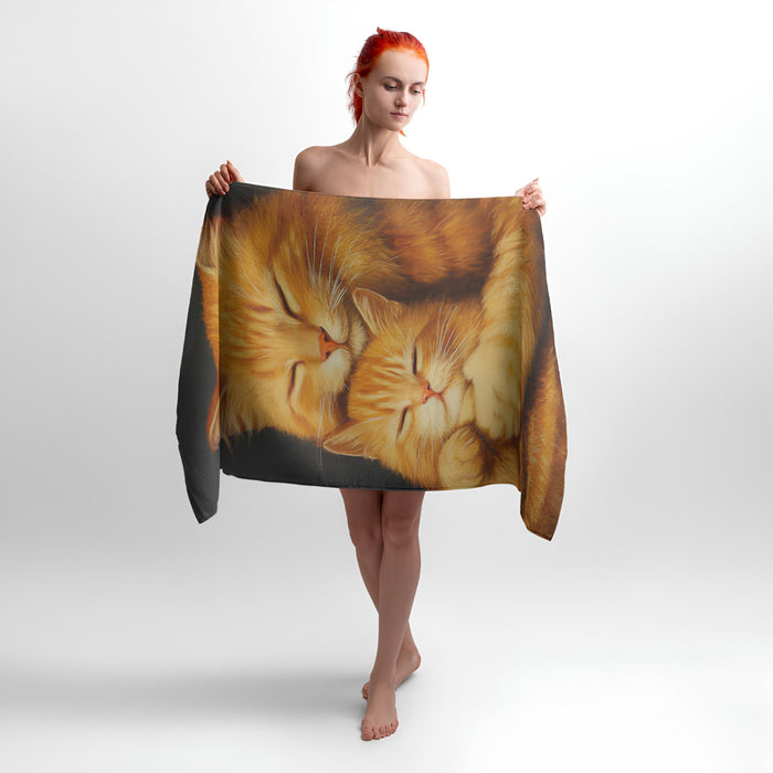 Hugs of Cute Cats Print - Soft Cotton Terry Bath & Beach Towel