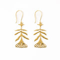 Ingrid Botanical Abstract Floral Leaf Drop Earrings Brass
