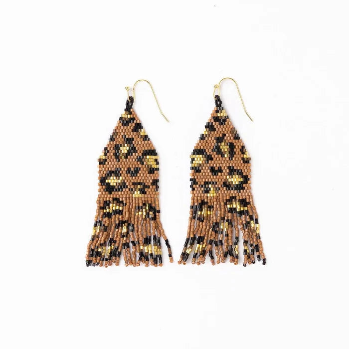 Ink Alloy Beaded Fringe Dangle Earrings