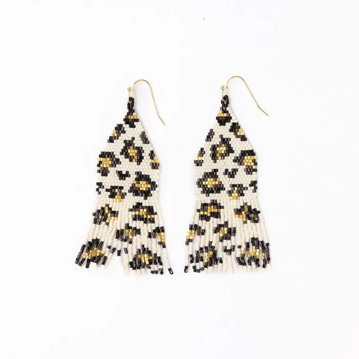 Ink Alloy Beaded Fringe Dangle Earrings