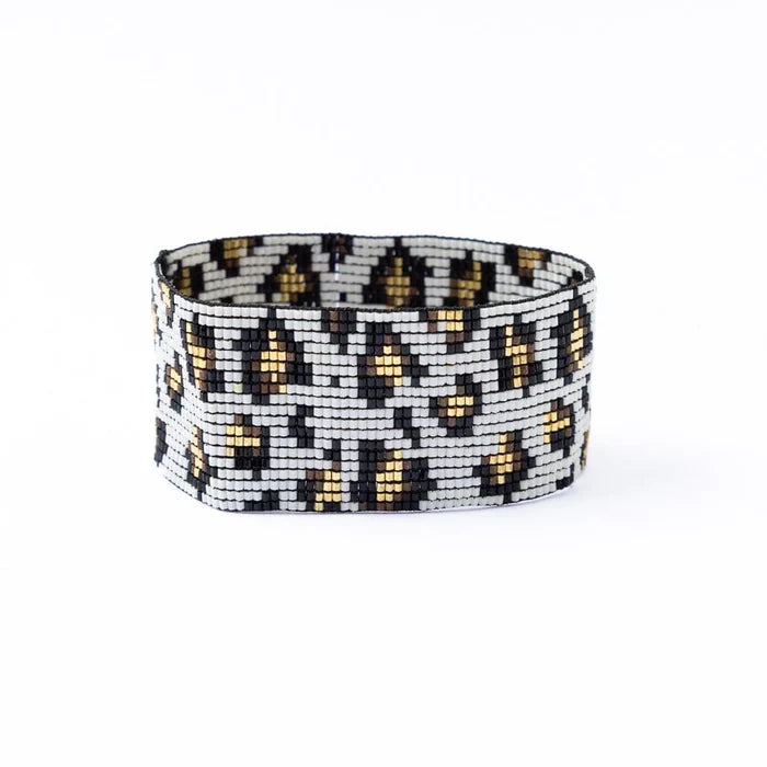 Ink Alloy Brooklyn Cheetah Print Beaded Stretch Bracelet