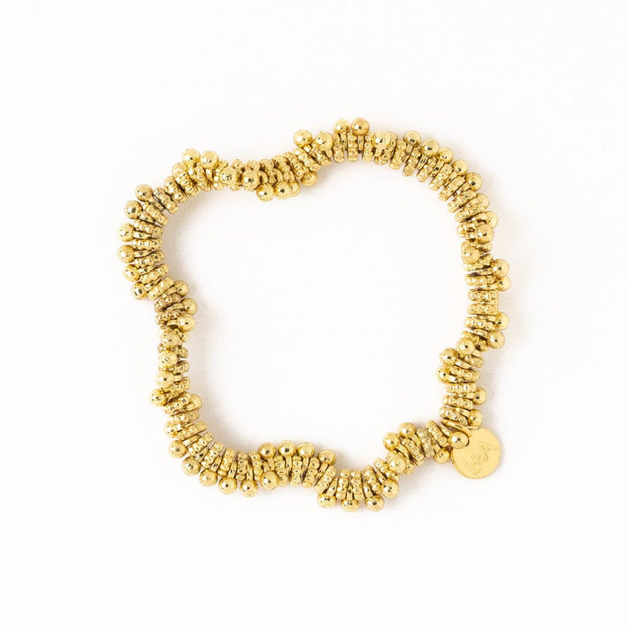 Ink Alloy Kate Brass Round And Flat Beads Stretch Bracelet